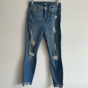 7 For All Mankind Distressed Skinny Jeans | Size 24